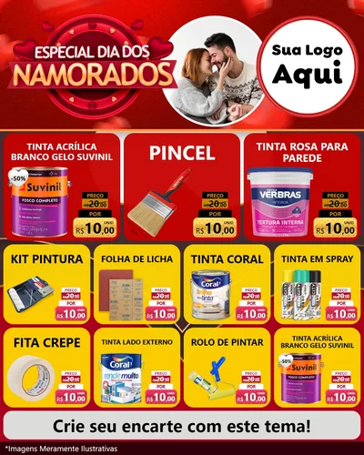 Modelo de Rede Social para Feed Instagram com o tema Especial Dia Dos Namorados para Tintas e Ferramentas