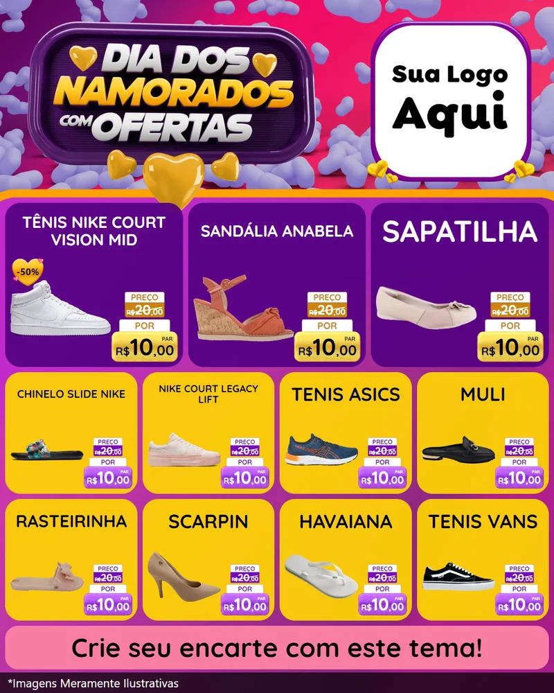 Modelo de Rede Social para Feed Instagram com o tema Dia Dos Namorados Com Ofertas para Calçados