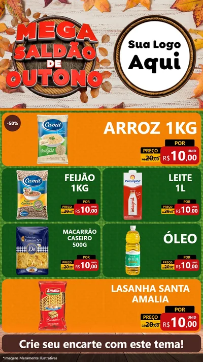 Modelo de TV para TV Vertical com o tema Mega Saldão de Outono para Supermercado