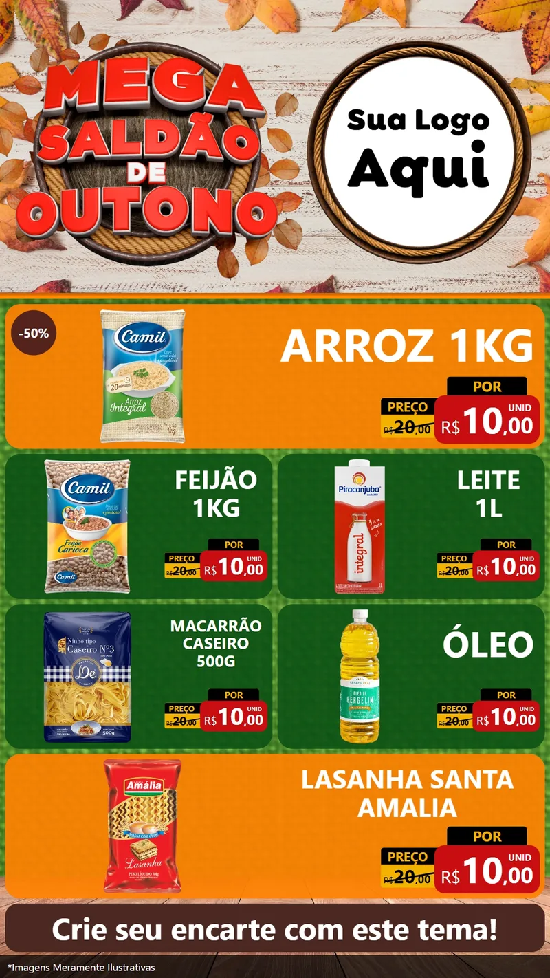Modelo de TV para TV Vertical com o tema Mega Saldão de Outono para Supermercado
