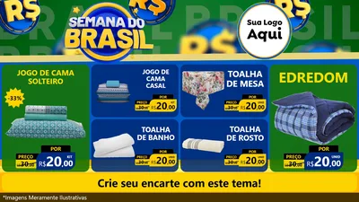 Modelo de TV para TV Horizontal com o tema Semana Do Brasil para Cama, Mesa e Banho