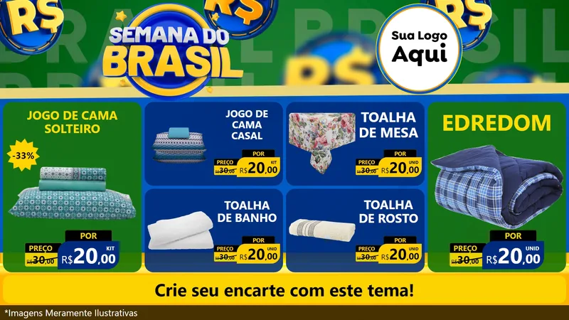 Modelo de TV para TV Horizontal com o tema Semana Do Brasil para Cama, Mesa e Banho