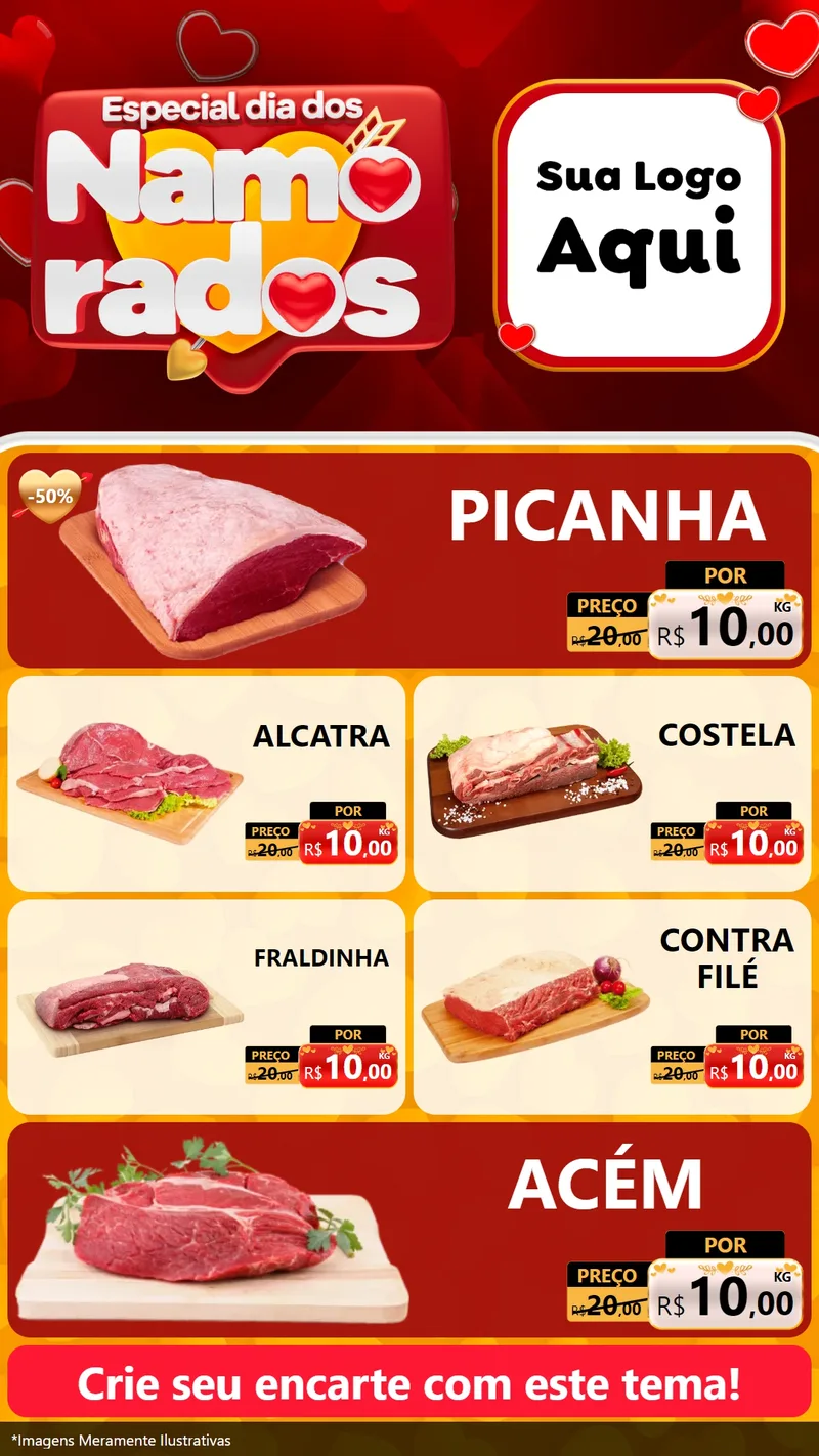 Modelo de TV para TV Vertical com o tema Especial Dia dos Namorados para Açougue