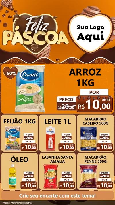 Modelo de Rede Social para Stories com o tema Feliz Páscoa para Supermercado
