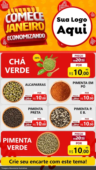 Modelo de TV para TV Vertical com o tema Comece Janeiro Economizando para Produtos Naturais
