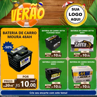 Modelo de Rede Social para Feed Facebook com o tema Verão para Baterias Elétricas