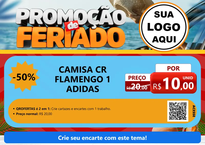 Modelo de Cartaz para Cartaz A4 Horizontal com o tema Promoção de Feriado para Roupas e acessórios