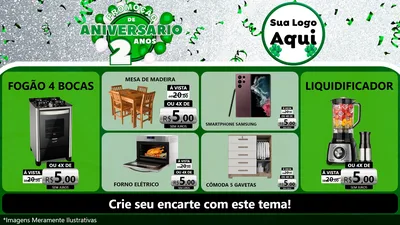Modelo de TV para TV Horizontal com o tema Promoção de Aniversário - 2 Anos para Móveis e Eletro