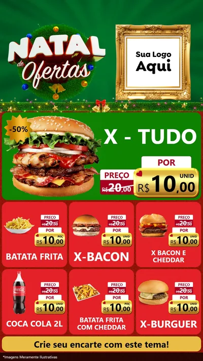 Modelo de Rede Social para Stories com o tema Natal de Ofertas para Hamburgueria