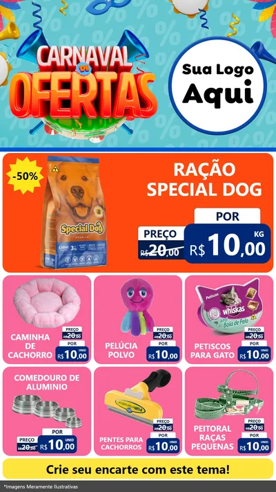 Modelo de Rede Social para Stories com o tema Carnaval de Ofertas para Pet Shop