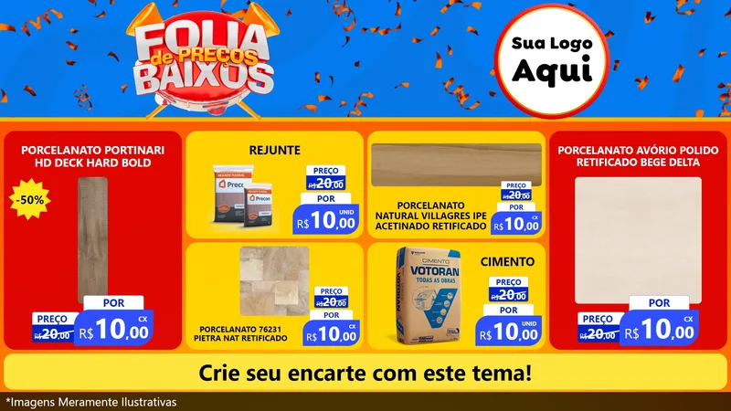 Modelo de TV para TV Horizontal com o tema Folia de Preços Baixos para Pisos e revestimentos