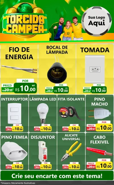 Modelo de Encarte para Encarte Grande com o tema Torcida Campeã - Copa para Materiais Elétricos