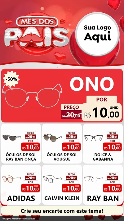 Modelo de Rede Social para Stories com o tema Mês dos Pais para Óticas