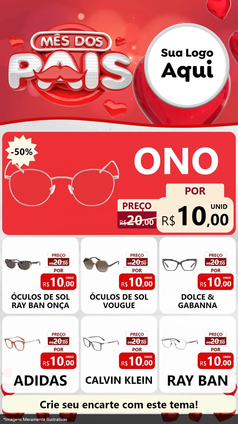 Modelo de Rede Social para Stories com o tema Mês dos Pais para Óticas