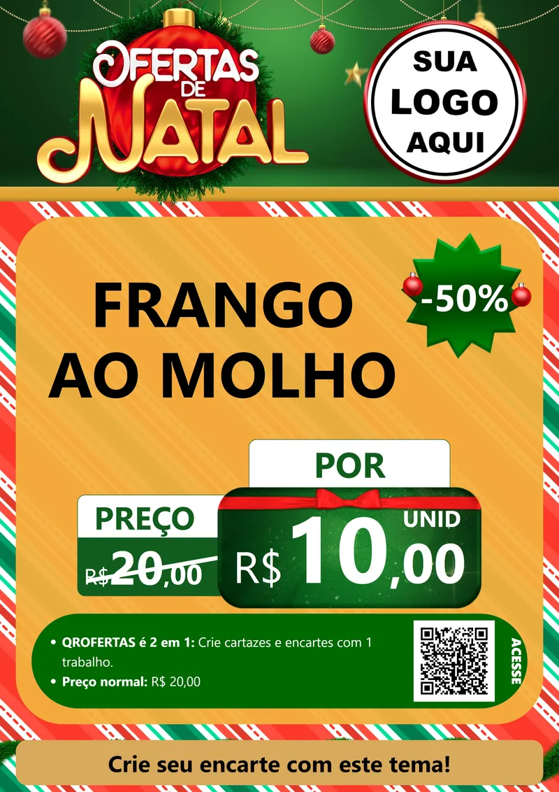 Modelo de Cartaz para Cartaz A4 Vertical com o tema Ofertas de Natal para Restaurante