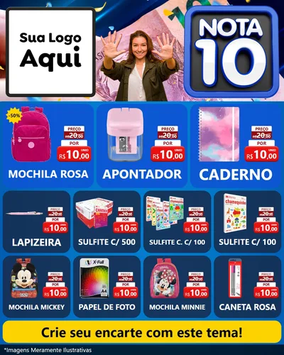 Modelo de Rede Social para Feed Instagram com o tema Nota 10 para Papelaria