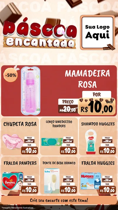 Modelo de Rede Social para Stories com o tema Páscoa Encantada para Bebês