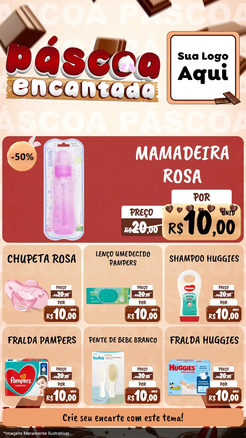 Modelo de Rede Social para Stories com o tema Páscoa Encantada para Bebês