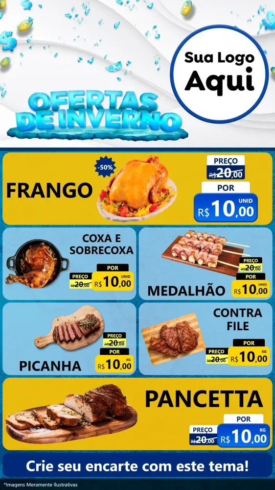 Modelo de TV para TV Vertical com o tema Ofertas de Inverno para Assados