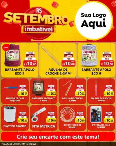 Modelo de Rede Social para Feed Instagram com o tema Setembro Imbatível para Armarinho e Aviamentos