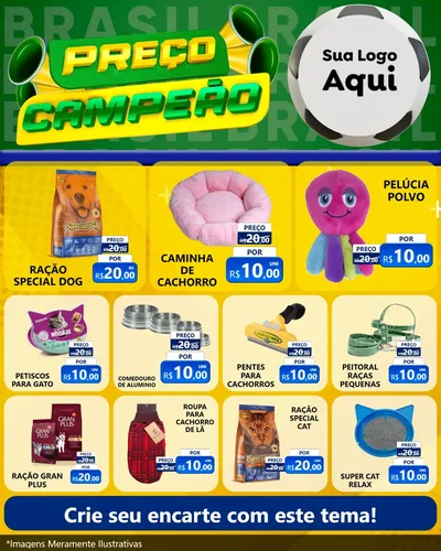 Modelo de Rede Social para Feed Instagram com o tema Preço Campeão - Copa para Pet Shop