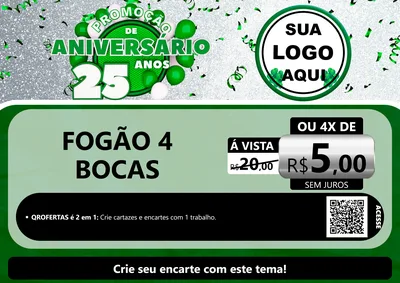 Modelo de Cartaz para Cartaz A4 Horizontal com o tema Promoção de Aniversário - 25 Anos para Móveis e Eletro