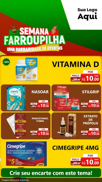 Modelo de TV para TV Vertical com o tema Semana Farroupilha - Uma Barbaridade de Ofertas para Farmácia