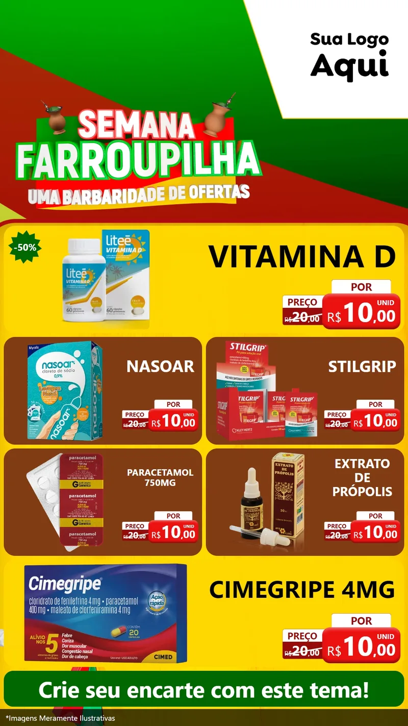 Modelo de TV para TV Vertical com o tema Semana Farroupilha - Uma Barbaridade de Ofertas para Farmácia