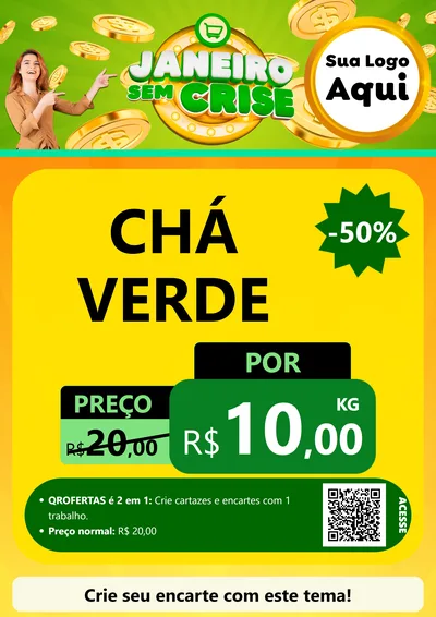 Modelo de Cartaz para Cartaz A4 Vertical com o tema Janeiro Sem Crise para Produtos Naturais