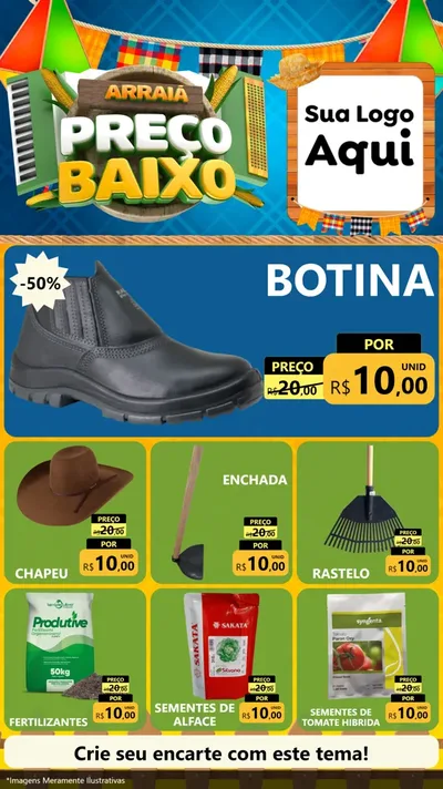 Modelo de Rede Social para Stories com o tema Arraiá de Preço Baixo - Junina para Agropecuária