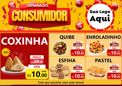 Modelo de Encarte para Encarte A4 Horizontal com o tema Semana do Consumidor para Salgadaria