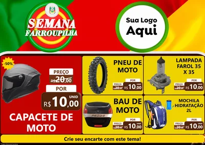 Modelo de Encarte para Encarte A4 Horizontal com o tema Semana Farroupilha para Moto peças