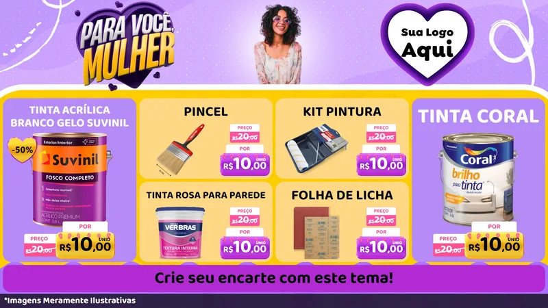 Modelo de TV para TV Horizontal com o tema Para Você, Mulher para Tintas e Ferramentas