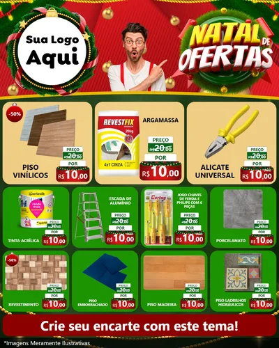Modelo de Rede Social para Feed Instagram com o tema Natal de Ofertas para Material para Construção