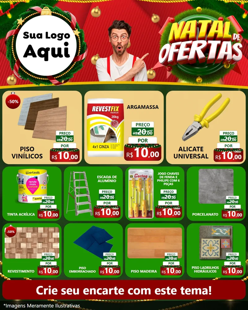 Modelo de Rede Social para Feed Instagram com o tema Natal de Ofertas para Material para Construção