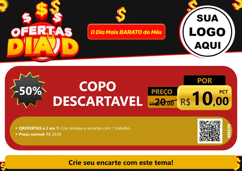 Modelo de Cartaz para Cartaz A4 Horizontal com o tema Ofertas Dia D para Embalagens