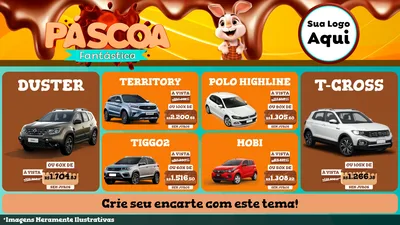 Modelo de TV para TV Horizontal com o tema Páscoa Fantástica para Concessionaria de Carros