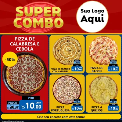 Modelo de Rede Social para Feed Facebook com o tema Super Combo para Pizzaria