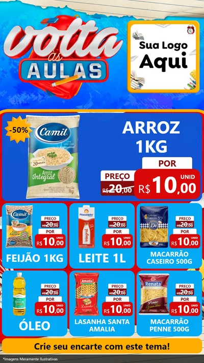 Modelo de Rede Social para Stories com o tema Volta às Aulas para Supermercado