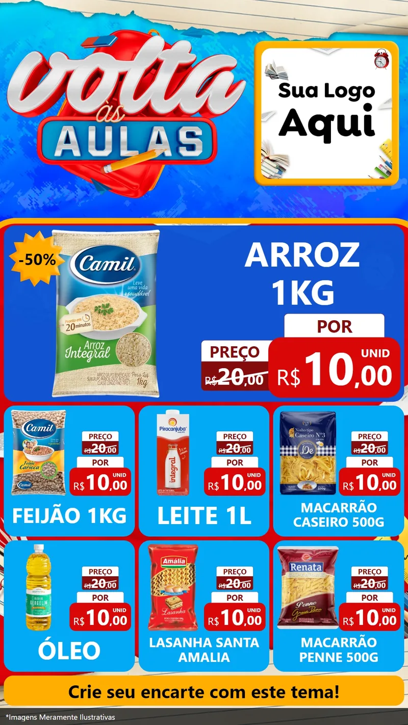 Modelo de Rede Social para Stories com o tema Volta às Aulas para Supermercado