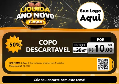 Modelo de Cartaz para Cartaz A4 Horizontal com o tema Liquida Ano Novo É Aqui! para Embalagens
