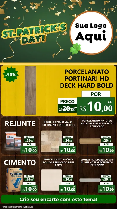 Modelo de Rede Social para Stories com o tema St Patriks Day para Pisos e revestimentos