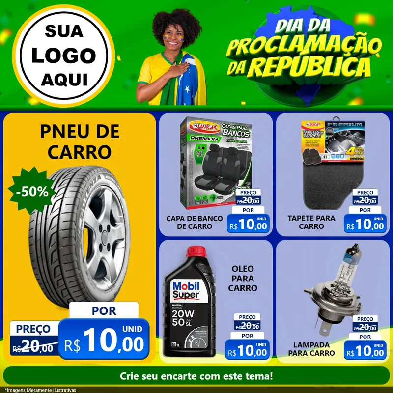 Modelo de Rede Social para Feed Facebook com o tema Dia Da Proclamação Da República para Auto peças