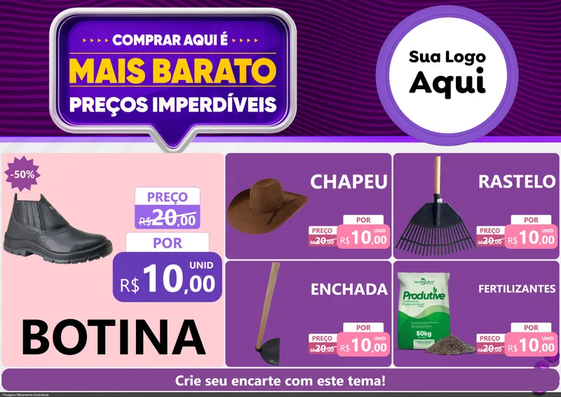 Modelo de Encarte para Encarte A4 Horizontal com o tema Mais Barato para Agropecuária