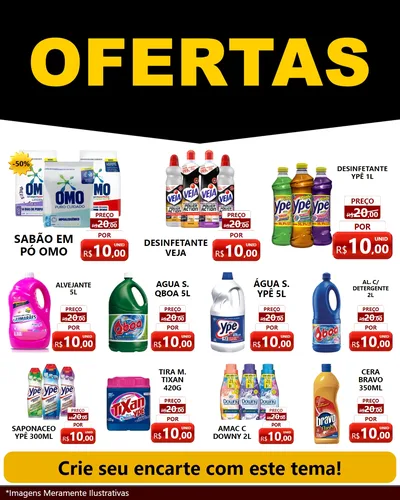 Modelo de Rede Social para Feed Instagram com o tema Ofertas Preto e Vermelho Cartaz para Produtos de Limpeza