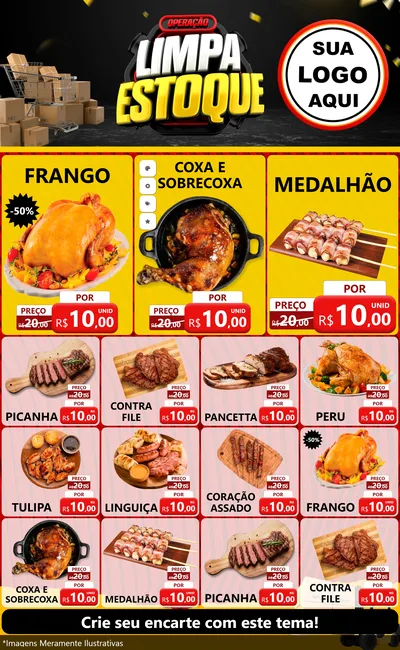 Modelo de Encarte para Encarte Grande com o tema Operação Limpa Estoque para Assados