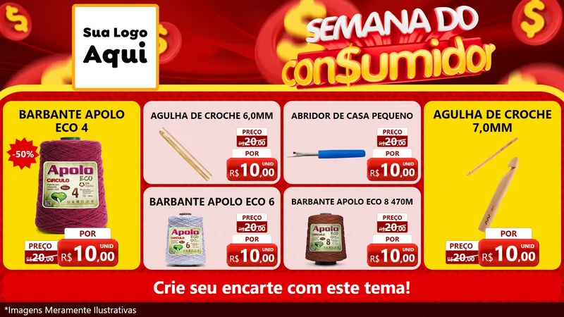 Modelo de TV para TV Horizontal com o tema Semana do Consumidor para Armarinho e Aviamentos