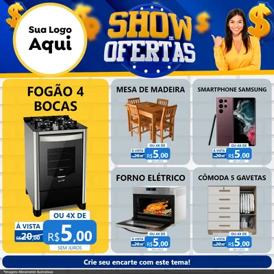Modelo de Rede Social para Feed Facebook com o tema Show de Ofertas para Móveis e Eletro