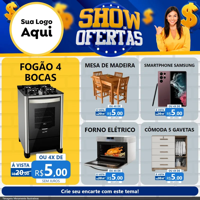 Modelo de Rede Social para Feed Facebook com o tema Show de Ofertas para Móveis e Eletro