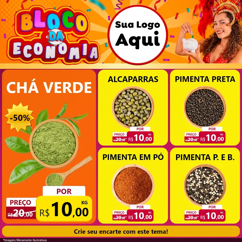 Modelo de Rede Social para Feed Facebook com o tema Bloco da Economia para Produtos Naturais